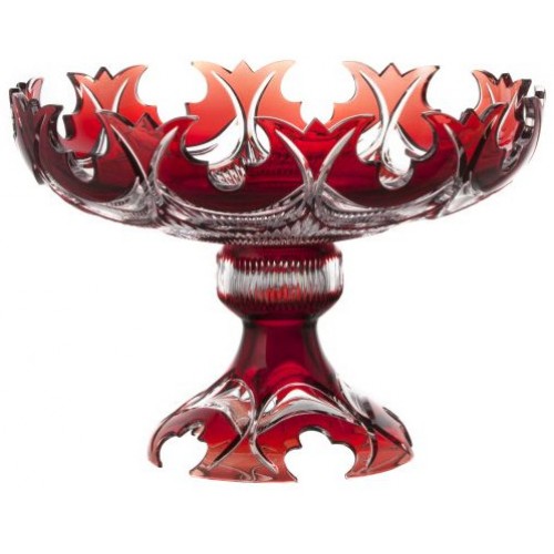 Crystal footed bowl Diadem, color ruby, diameter 380 mm
