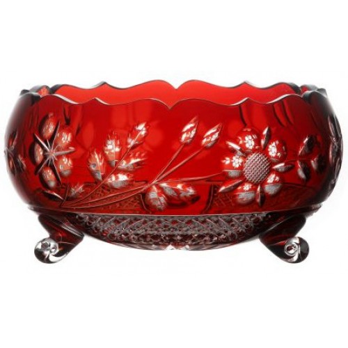Crystal bowl Rose hip, color ruby, diameter 280 mm