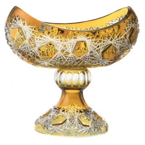 Crystal footed bowl Frost, color amber, diameter 355 mm