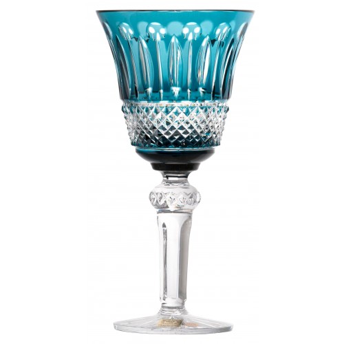Crystal wine glass Tomy, color azure, volume 240 ml