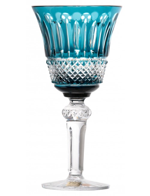 Crystal wine glass Tomy, color azure, volume 240 ml