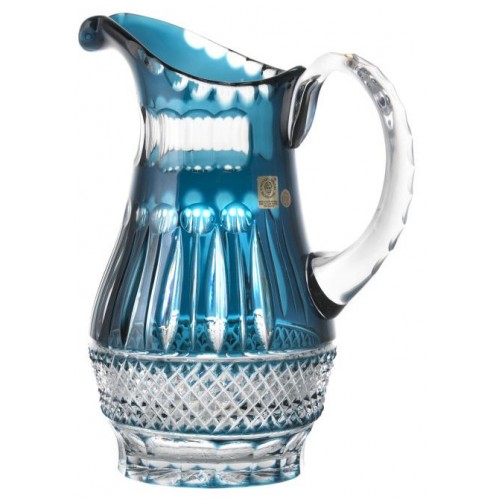 Crystal pitcher Tomy, color azure, volume 1300 ml