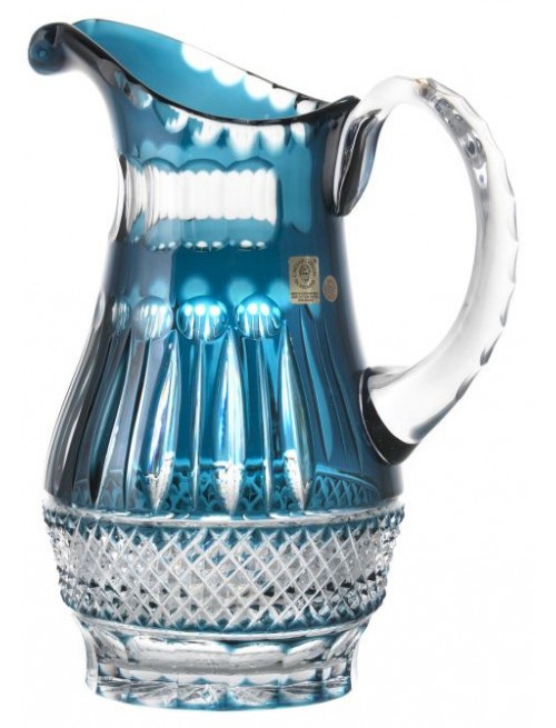 Crystal pitcher Tomy, color azure, volume 1300 ml