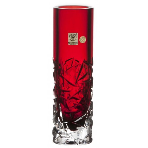 Crystal vase Marbles, color ruby, height 205 mm