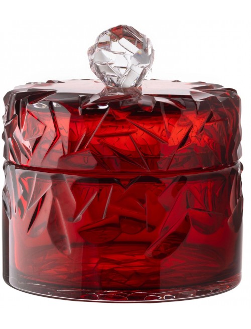 Crystal box Floe, color ruby, height 195 mm