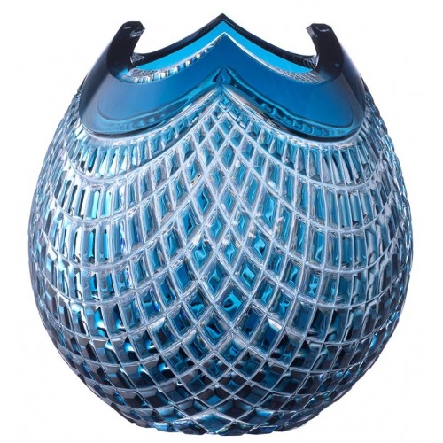 Crystal vase Quadrus, color azure, height 165 mm