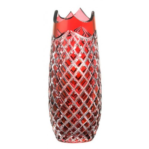 Crystal vase Quadrus, color ruby, height 180 mm