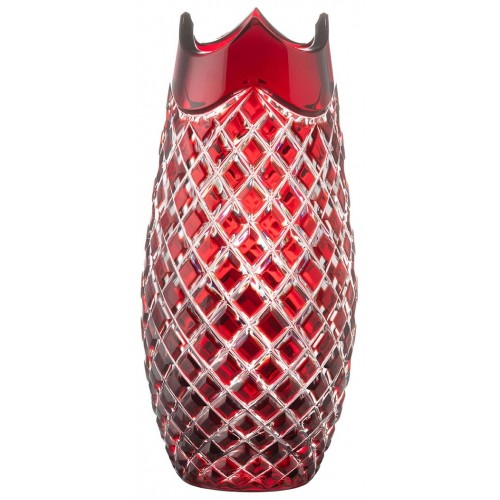 Crystal vase Quadrus, color ruby, height 230 mm