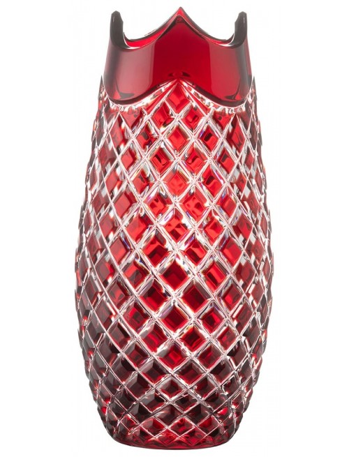 Crystal vase Quadrus, color ruby, height 230 mm