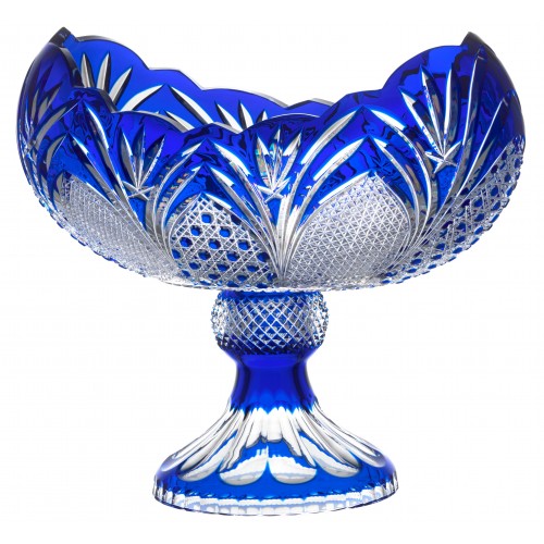 Crystal footed bowl Harada, color blue, diameter 410 mm