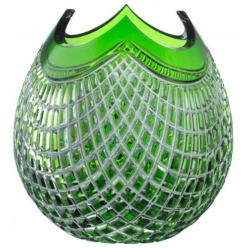 Crystal vase Quadrus, color green, height 165 mm