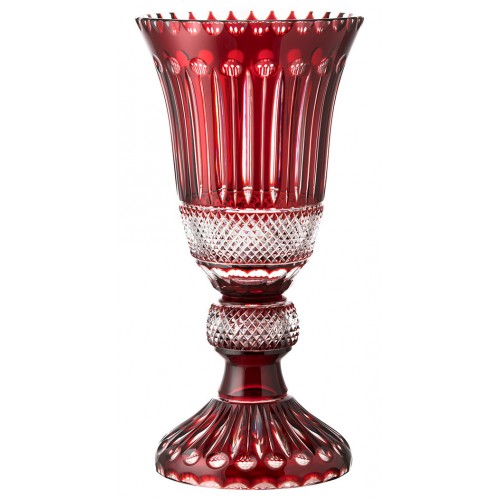 Crystal vase Tomy, color ruby, height 355 mm