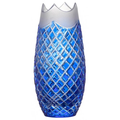 Crystal vase Quadrus, color blue, height 231 mm