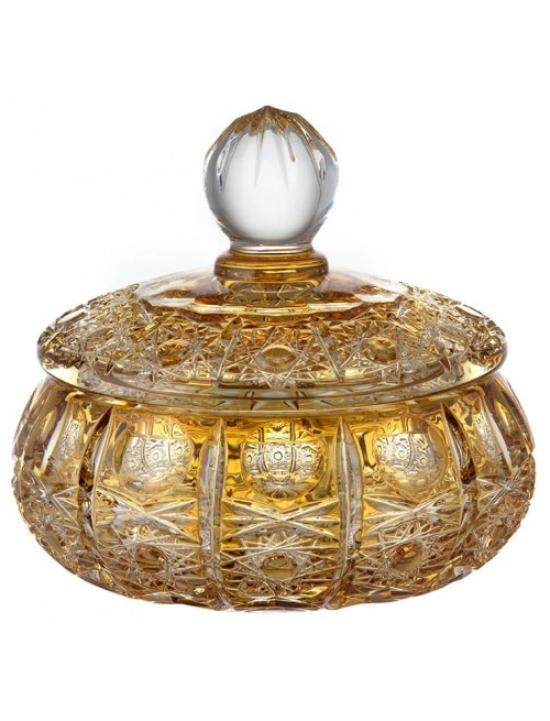 Crystal box Petra, color amber, height 165 mm