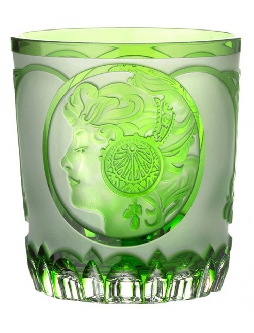 Crystal glass Mucha, color green, volume 240 ml