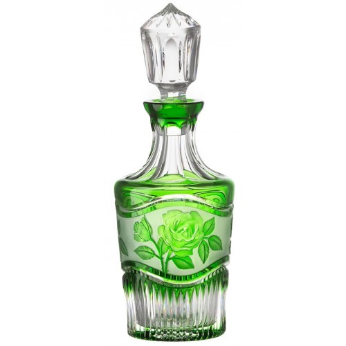 Crystal bottle Rose, color green, volume 600 ml