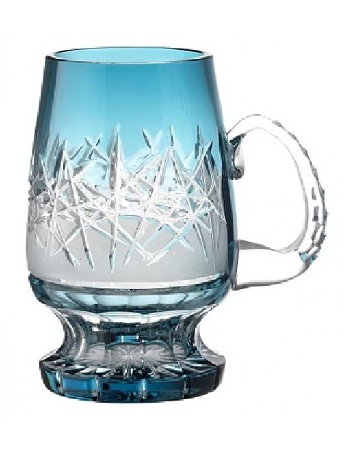 Crystal glass Hoarfrost, color azure, volume 650 ml