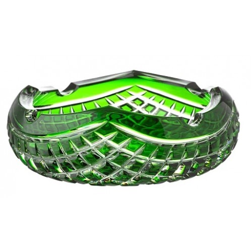 Crystal ashtray Quadrus, color green, diameter 155 mm