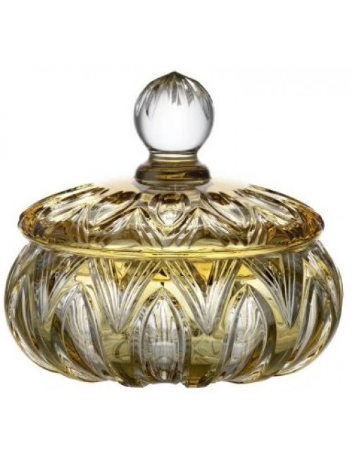 Crystal box Lotus, color amber, height 165 mm