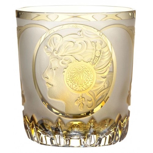 Crystal glass Mucha, color amber, volume 240 ml