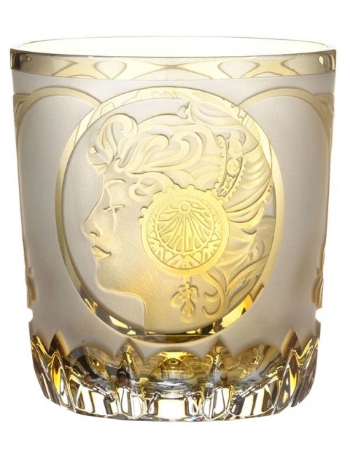 Crystal glass Mucha, color amber, volume 240 ml